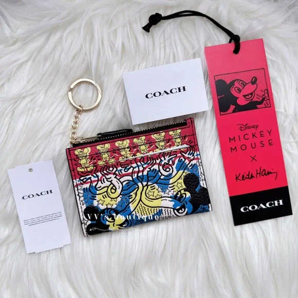 NWT COACH Disney Mickey Mouse X Keith Haring Mini Skinny ID  NWT Coach Disney Mickey Mouse X Keith Haring Mini Skinny Id Case Black C7434 display picture 1